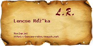 Lencse Réka névjegykártya